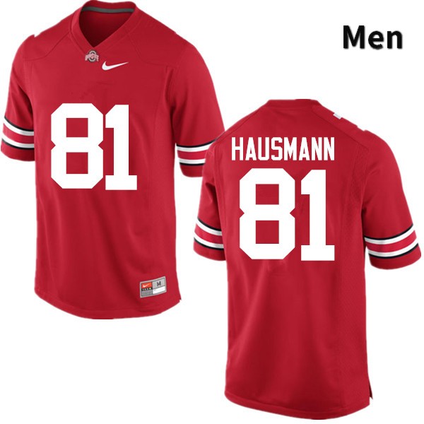 Ohio State Buckeyes Jake Hausmann Men's #81 Red Game Stitched College Football Jersey